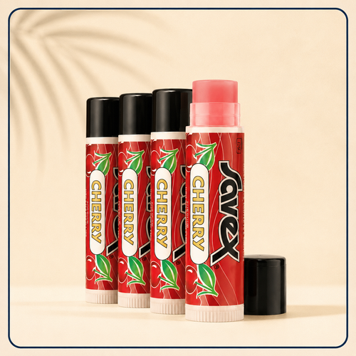 Savex Cherry Lip Balm 4-Pack sleek retro product image