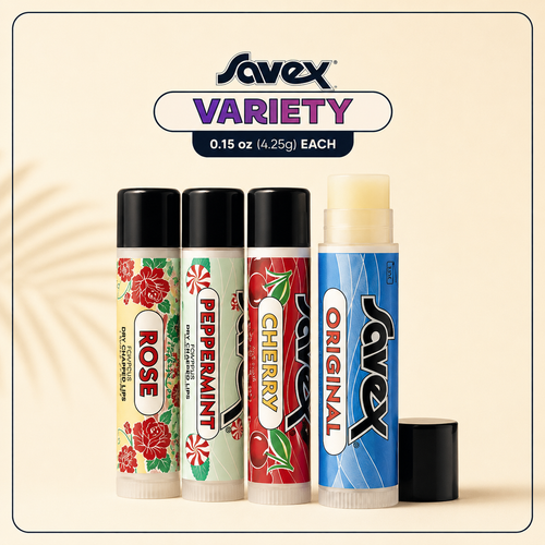Savex Classic Lip Balm Variety 4-Pack sleek retro product image